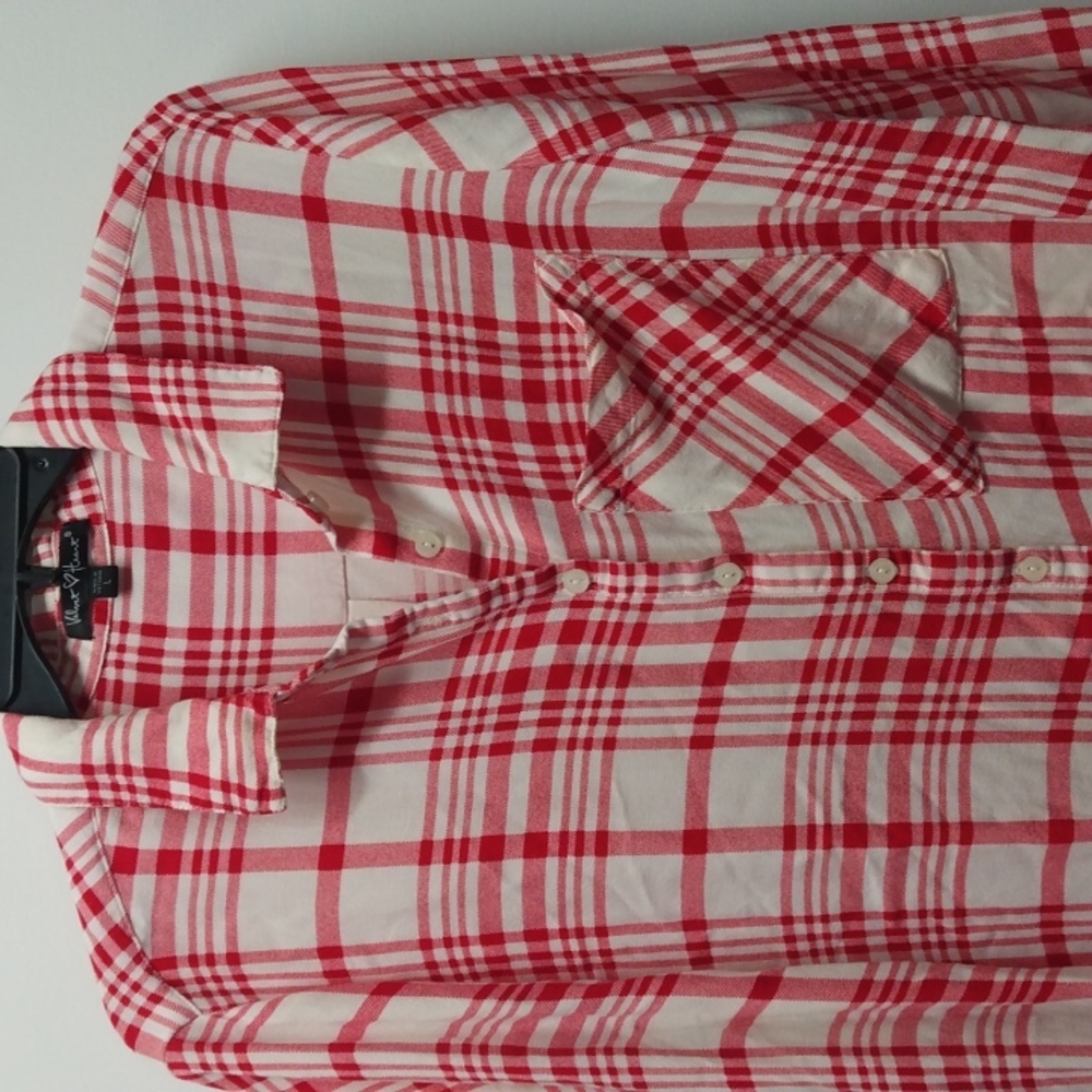 Velvet Heart , lg., ladies button front blouse red / white - Picture 5 of 10